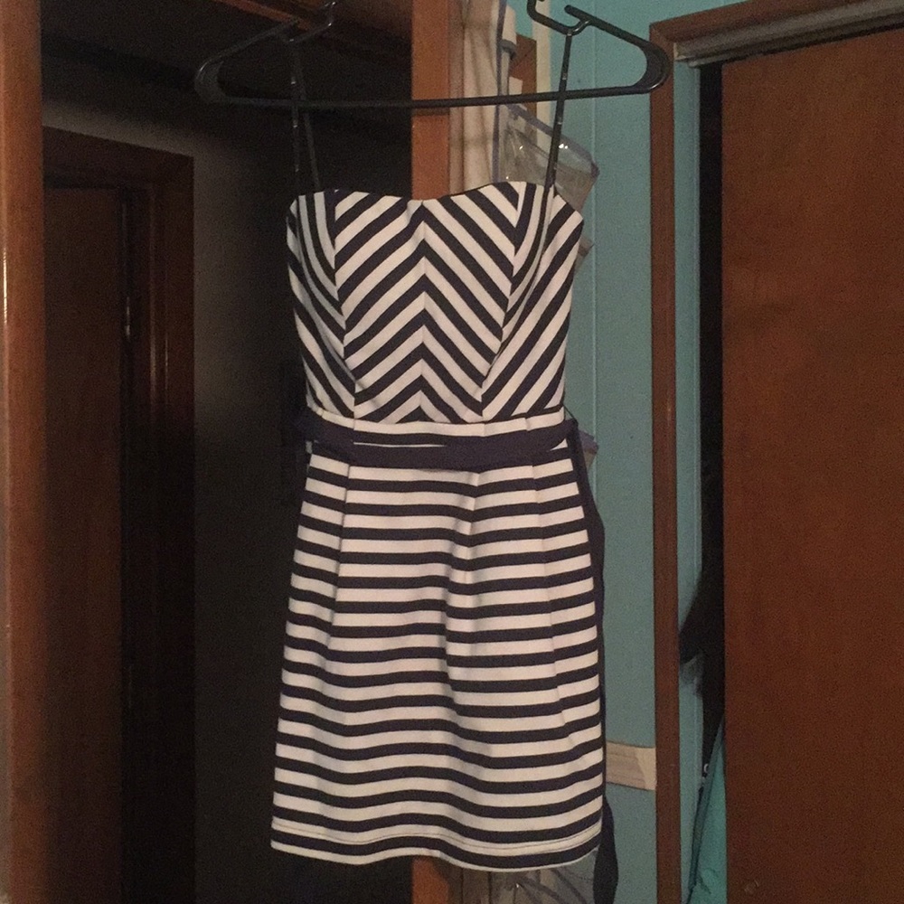 Forever 21 short, striped, strapless dress